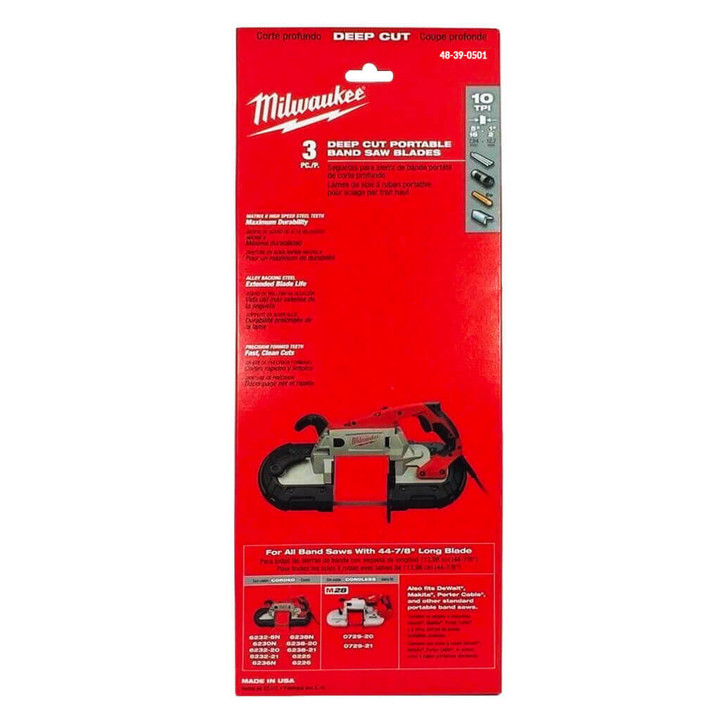 Milwaukee 48-39-0501 44-7/8 in. 10 TPI Thick Metal Band Saw Blade (3-Pack)