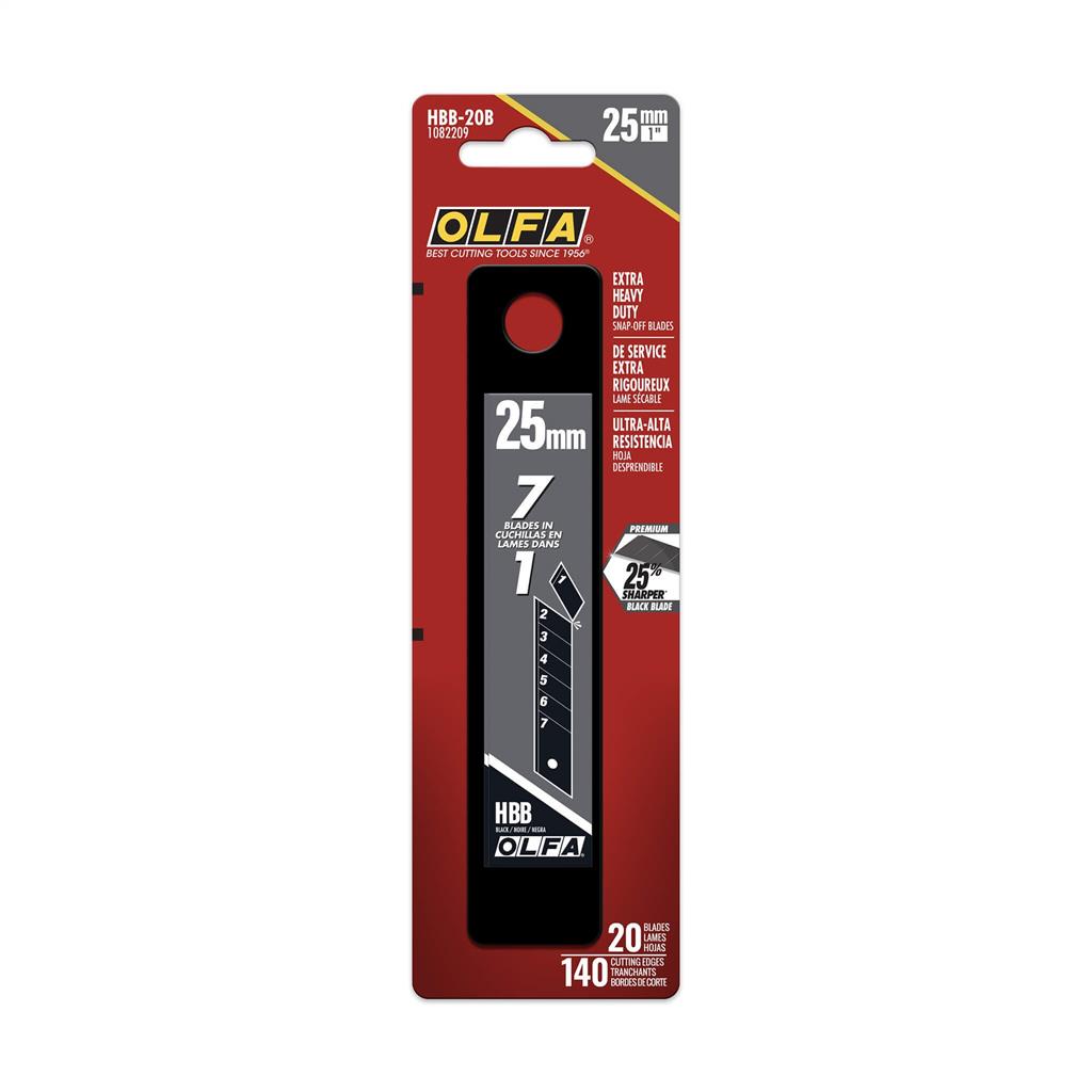 OLFA 1082209 HBB-20B 25mm Black Extra Heavy-Duty ULTRASHARP Snap-Off Utility Blades (20-Pack)