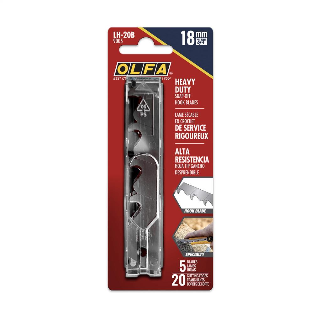 OLFA 9005 LH-20B Heavy-Duty Snap-Off Hook Utility Blades (5-Pack)