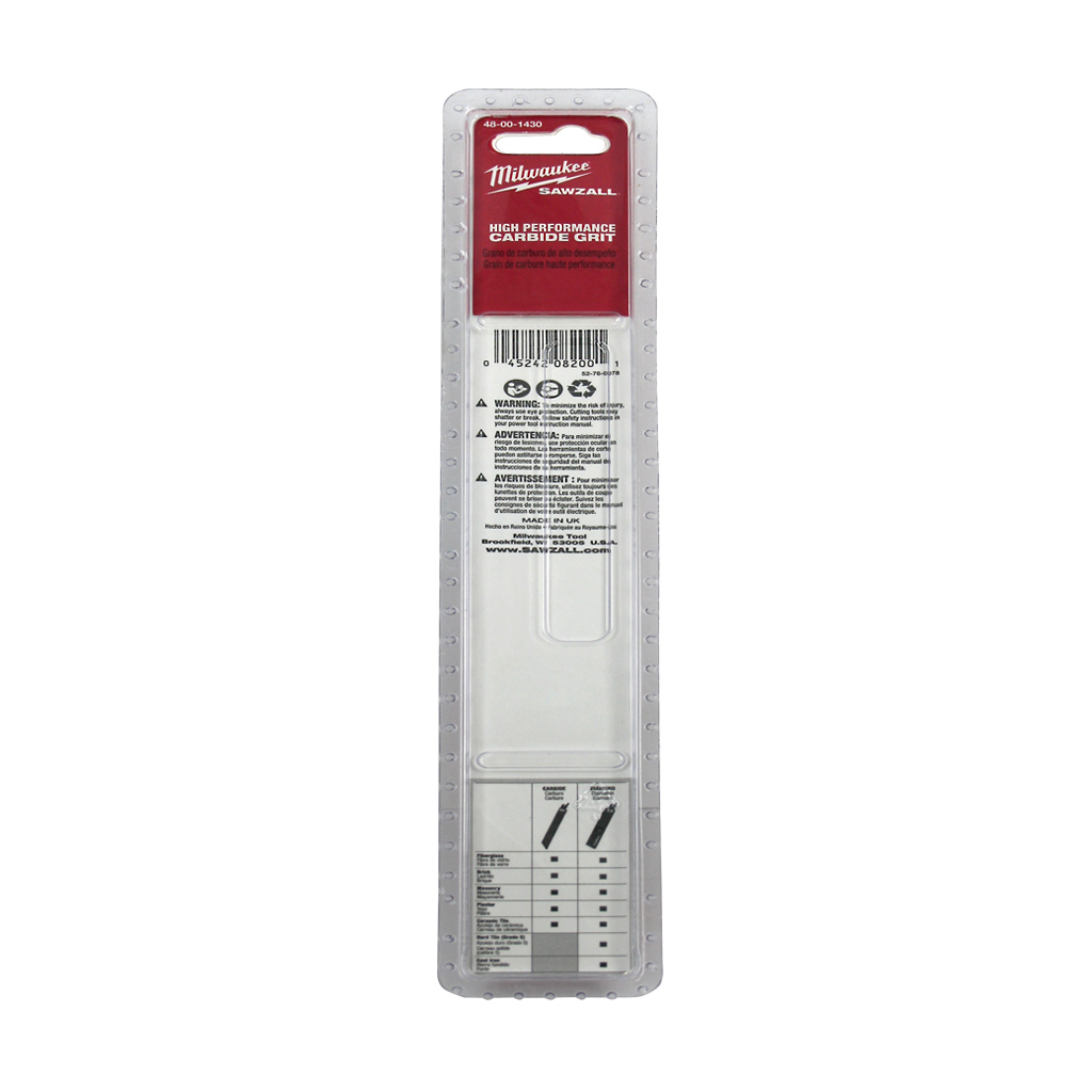 Milwaukee 48-00-1430 9 in. Carbide Grit SAWZALL Tungsten Reciprocating Saw Blade (3-Pack)