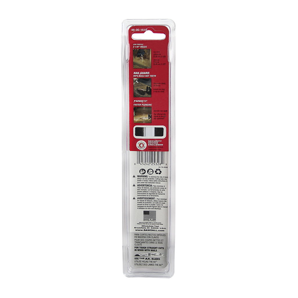 Milwaukee 48-00-1610 7-3/8 in. 5 TPI SAWZALL Rough-In Reciprocating Saw Blade (5-Pack)