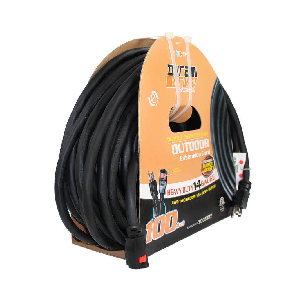 DuraDrive 100 ft. 14/3 SEOOW Single Tap Extension Cord