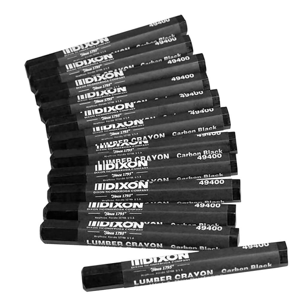 DIXON 49400 4-1/2 in. Wet & Dry Black Hexagonal Lumber Crayons (12-Pack)