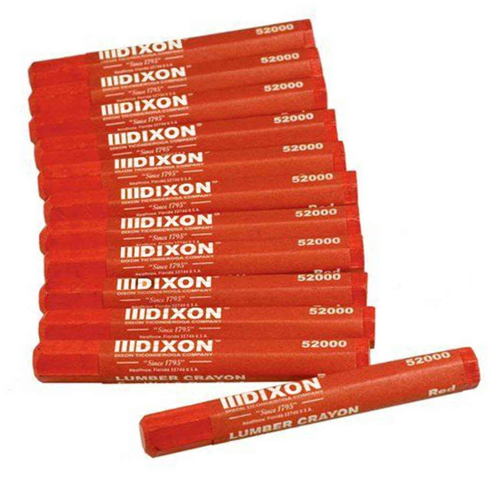 DIXON 52000 4-1/2 in. Wet & Dry Red Hexagonal Lumber Crayons (12-Pack)