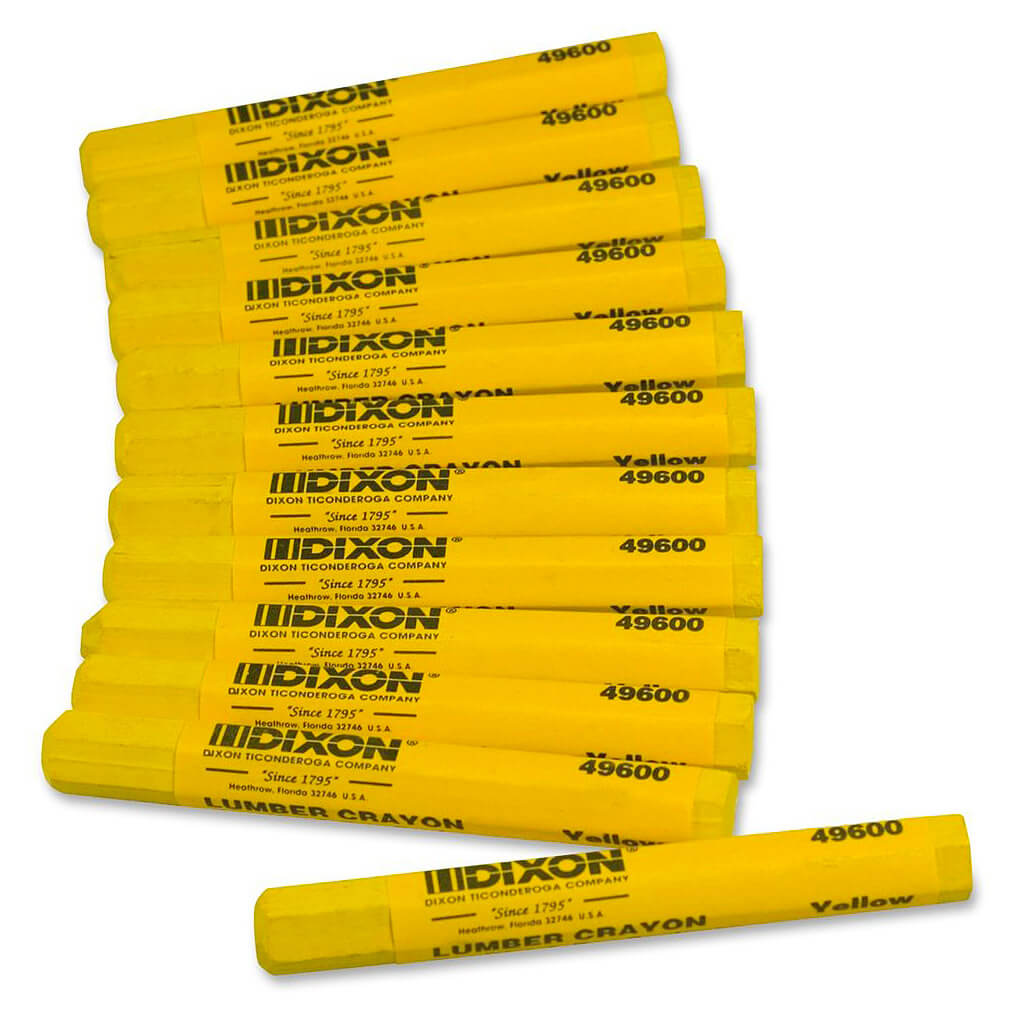 DIXON 49600 4-1/2 in. Wet & Dry Yellow Hexagonal Lumber Crayons (12-Pack)