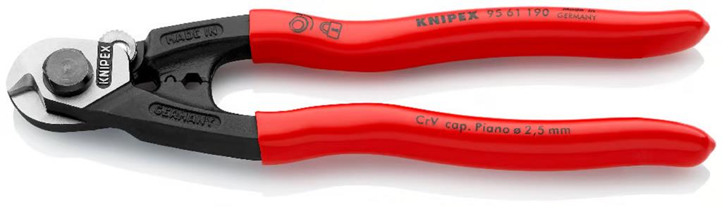 Knipex 95 61 190 SBA 7-1/2 in. Multi-Component Covers Wire Rope Cutting Pliers