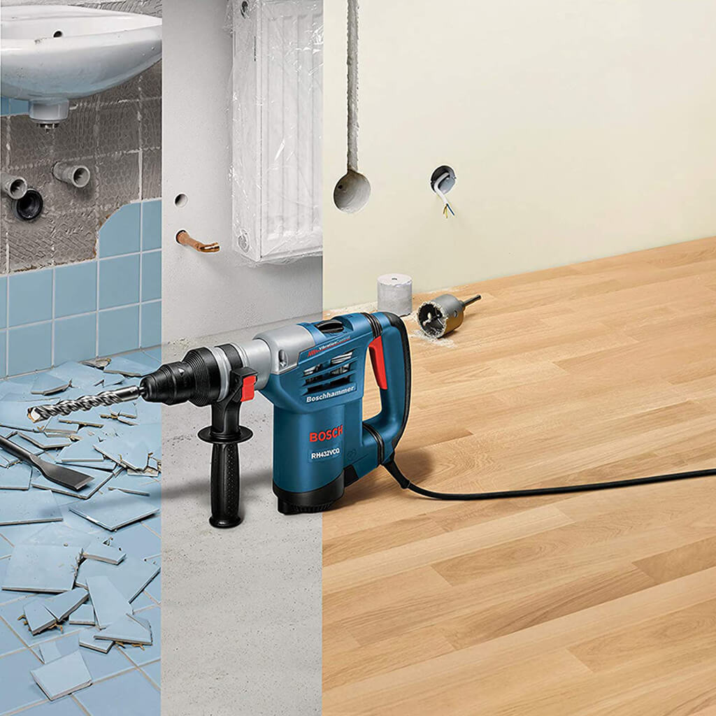 BOSCH RH432VCQ 1-1/4 in. SDS-Plus 8.5-Amp Variable-Speed Corded Rotary Hammer Drill Kit with Quick Change Chuck System