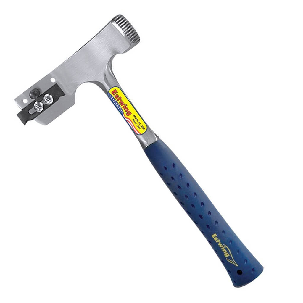 Estwing E3-CA 2.63 lbs. x 12-1/2 in. Milled Checkered Face BLUE SHOCK REDUCTION GRIP Solid Steel Shingler Hammer with Cutting Blade and Gauge