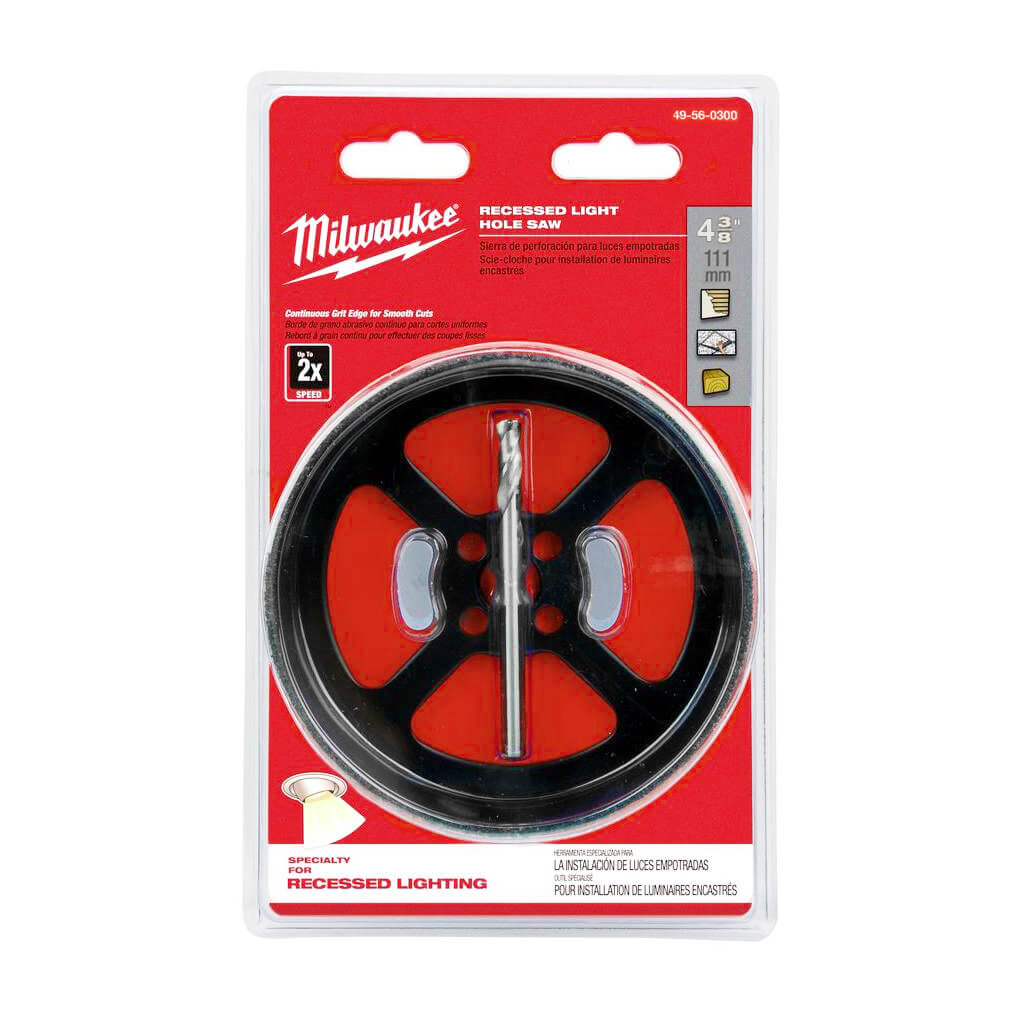 Milwaukee 49-56-0300 4 in. Recessed Light Continuous Grit Hole Saw With Pilot Bit