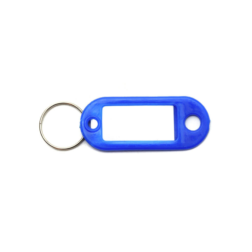 Canaropa Blue Plastic Key Identification or Label Holder Tags with Split Ring (100-Pack)