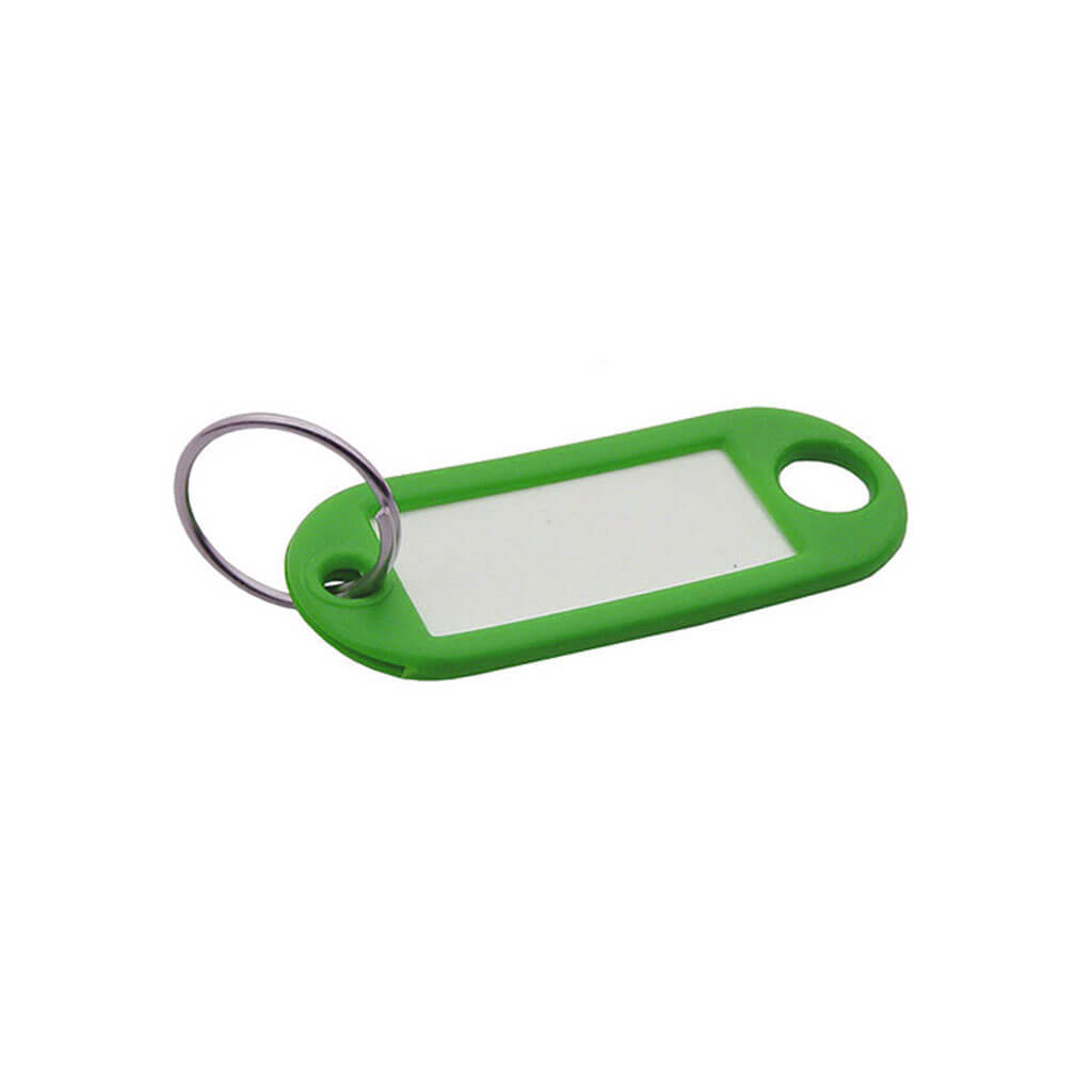 Canaropa Green Plastic Key Identification or Label Holder Tags with Split Ring (100-Pack)