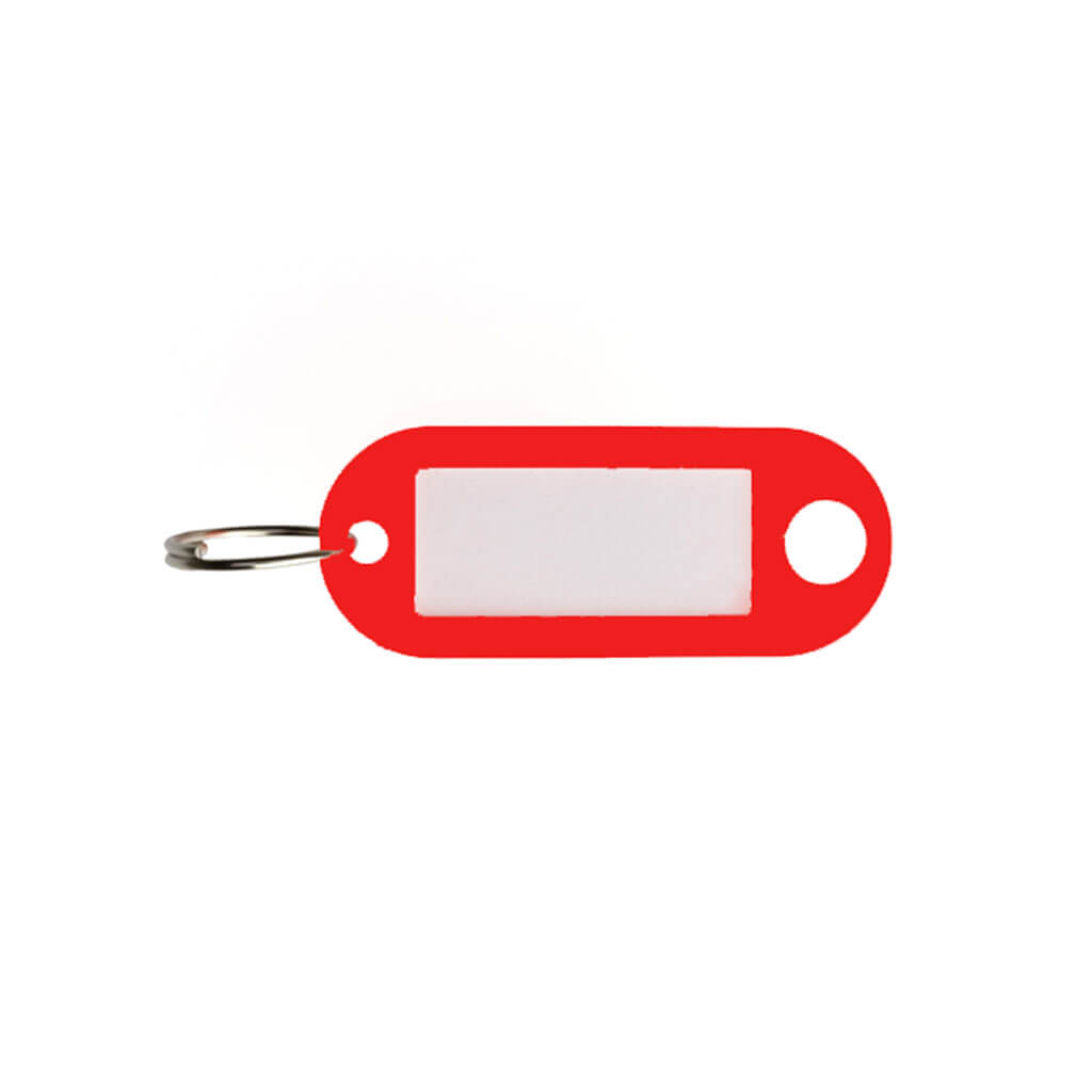Canaropa Red Plastic Key Identification or Label Holder Tags with Split Ring (100-Pack)