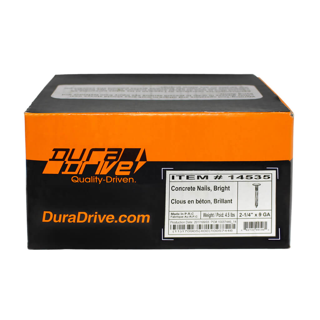 DuraDrive 2-1/4 in. 9-Gauge Bright Finish Fluted Spiral Shank Concrete Nails (4.5 lb. per Box)