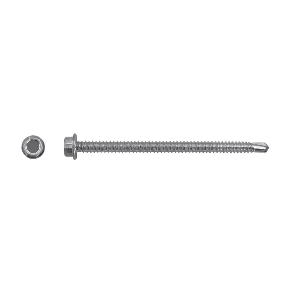 H Paulin #14 x 4 in. Zinc Plated Hex Washer Head Self-Drilling Tek Screws (100-Box)