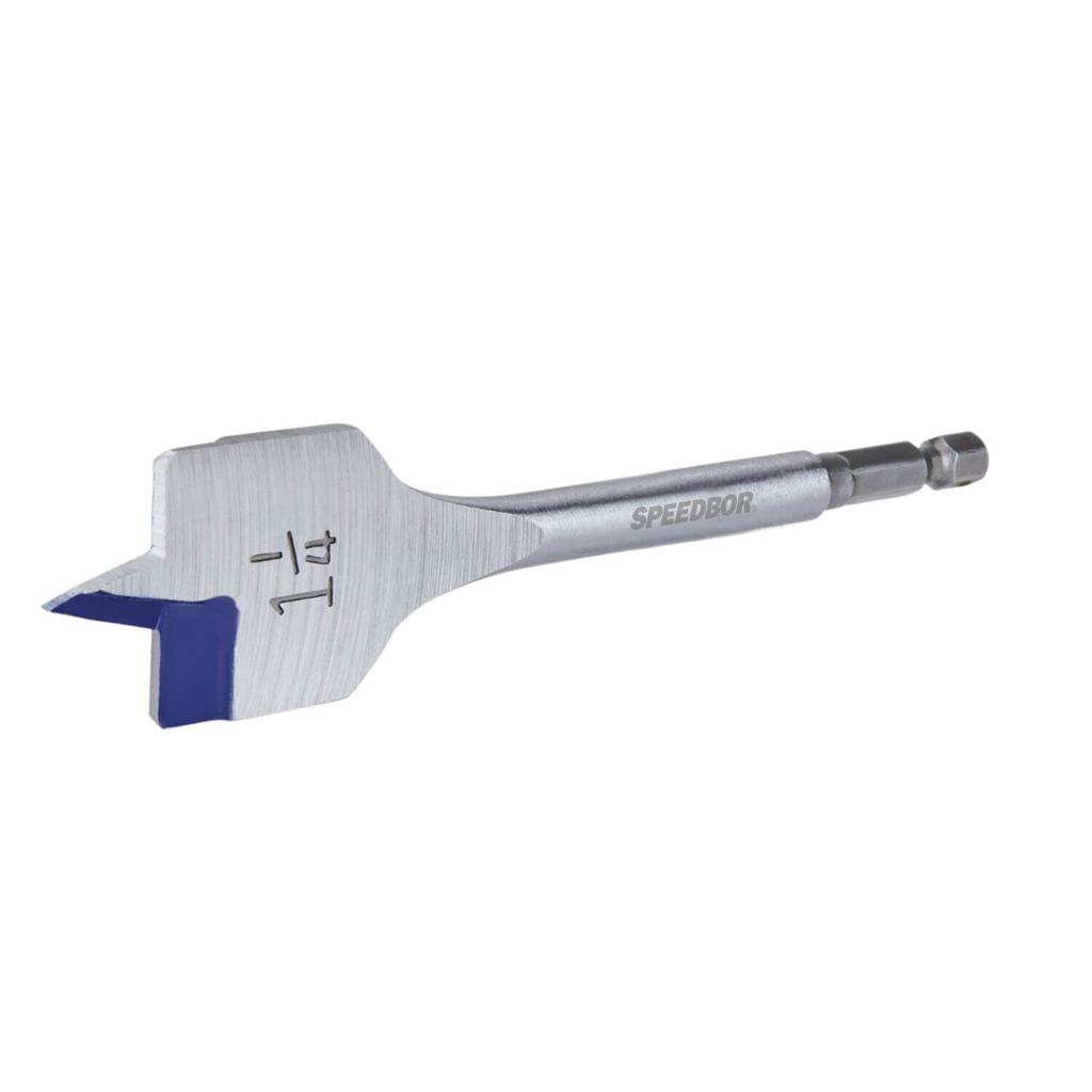 IRWIN 88820 Speedbor 1-1/4 in. x 6 in. Standard Length Blue Groove Point Spade Bit