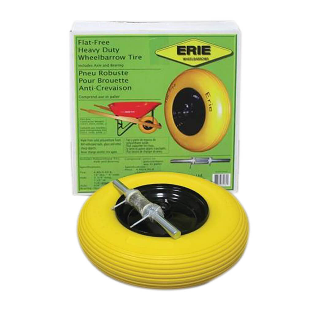 ERIE E-9000268 #8 Yellow Solid Wheelbarrow Wheel Kit with Axle and Bearings for ERIE 1038 Wheelbarrow