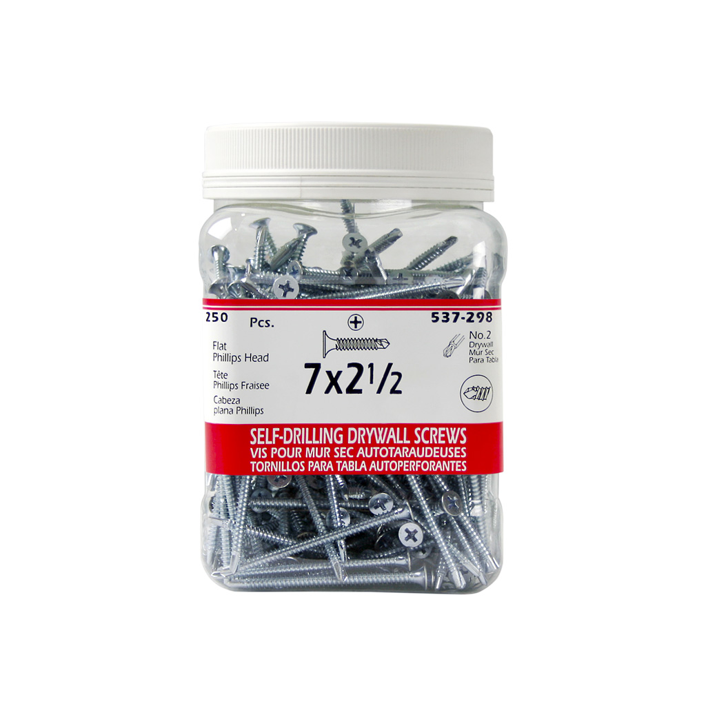 H Paulin #7 x 2-1/2 in. Zinc Coated Flat Head Phillips Drive Self-Drilling Drywall Screws (250-Jug)