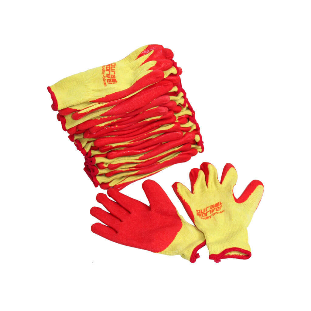 DuraDrive 105610 Yellow Knit Orange Latex Dipped Work Gloves (12-Pair)