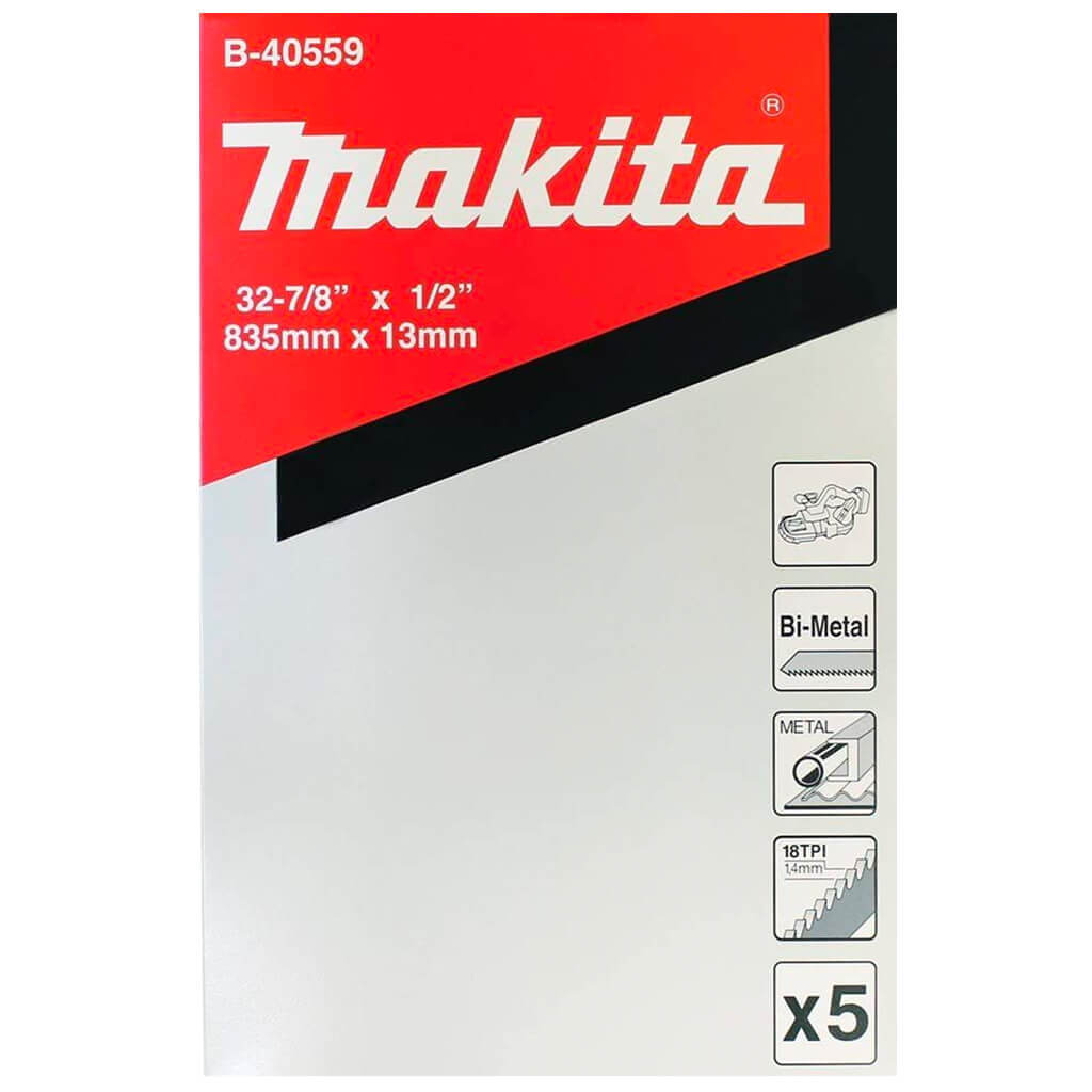 Makita B-40559 32-7/8 in. 18 TPI Bi-Metal Compact Band Saw Blade (5-Pack)