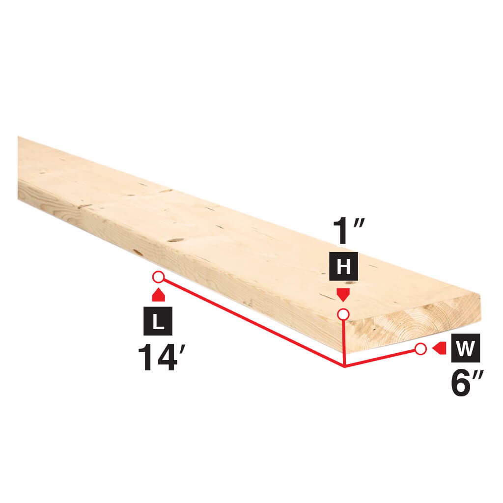 1 in. x 6 in. x 14 ft. Spruce Lumber