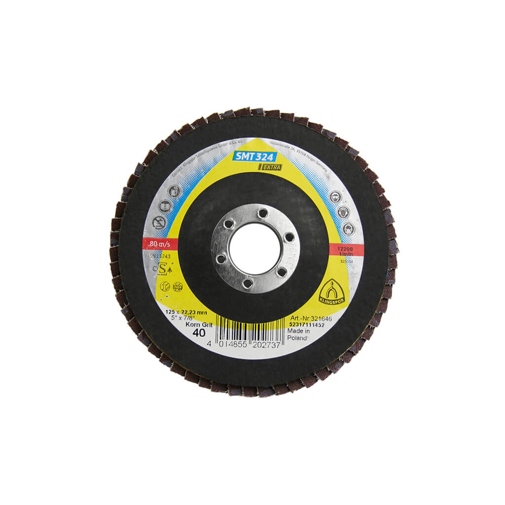 KLINGSPOR 321646 SMT 324 Extra 5 in. x 7/8 in. x 40 Grit Flat Abrasive Mop Disc For Stainless Steel And Steel