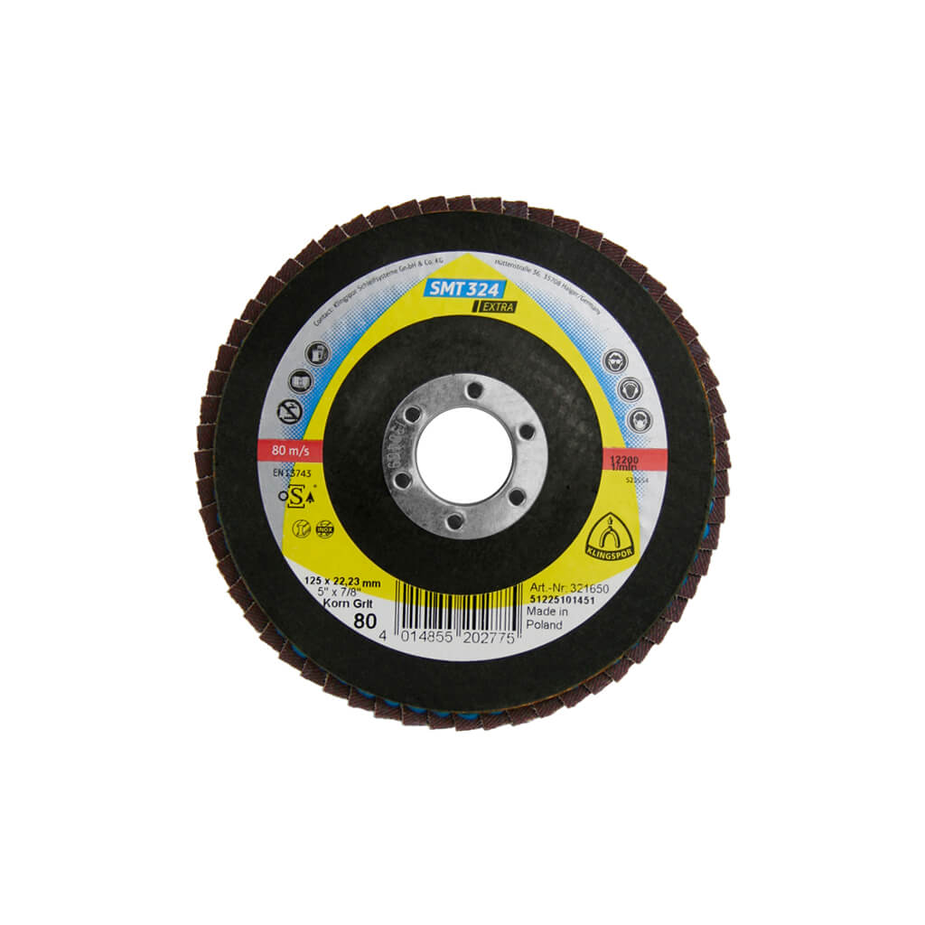 KLINGSPOR 321650 SMT 324 Extra 5 in. x 7/8 in. x 80 Grit Flat Abrasive Mop Disc For Stainless Steel And Steel