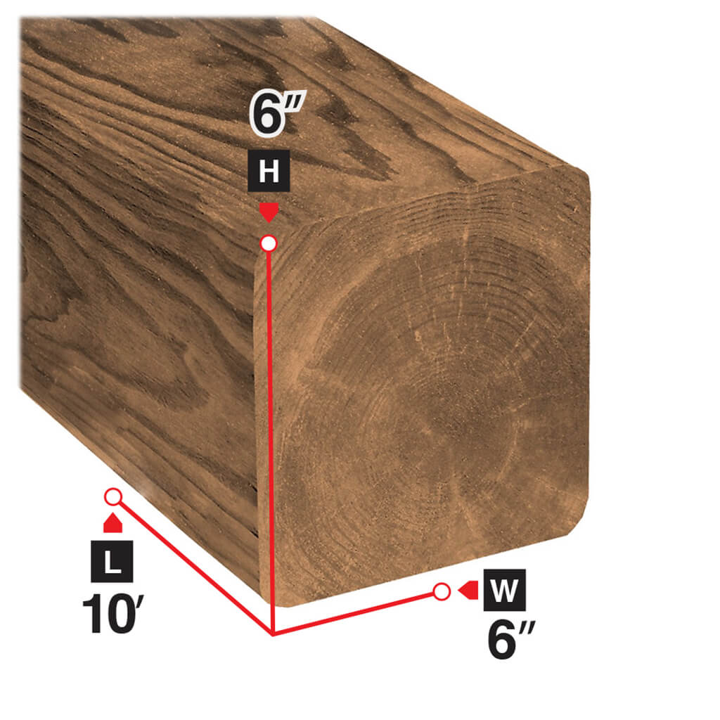 6 in. x 6 in. x 10 ft. Brown Pressure Treated Lumber