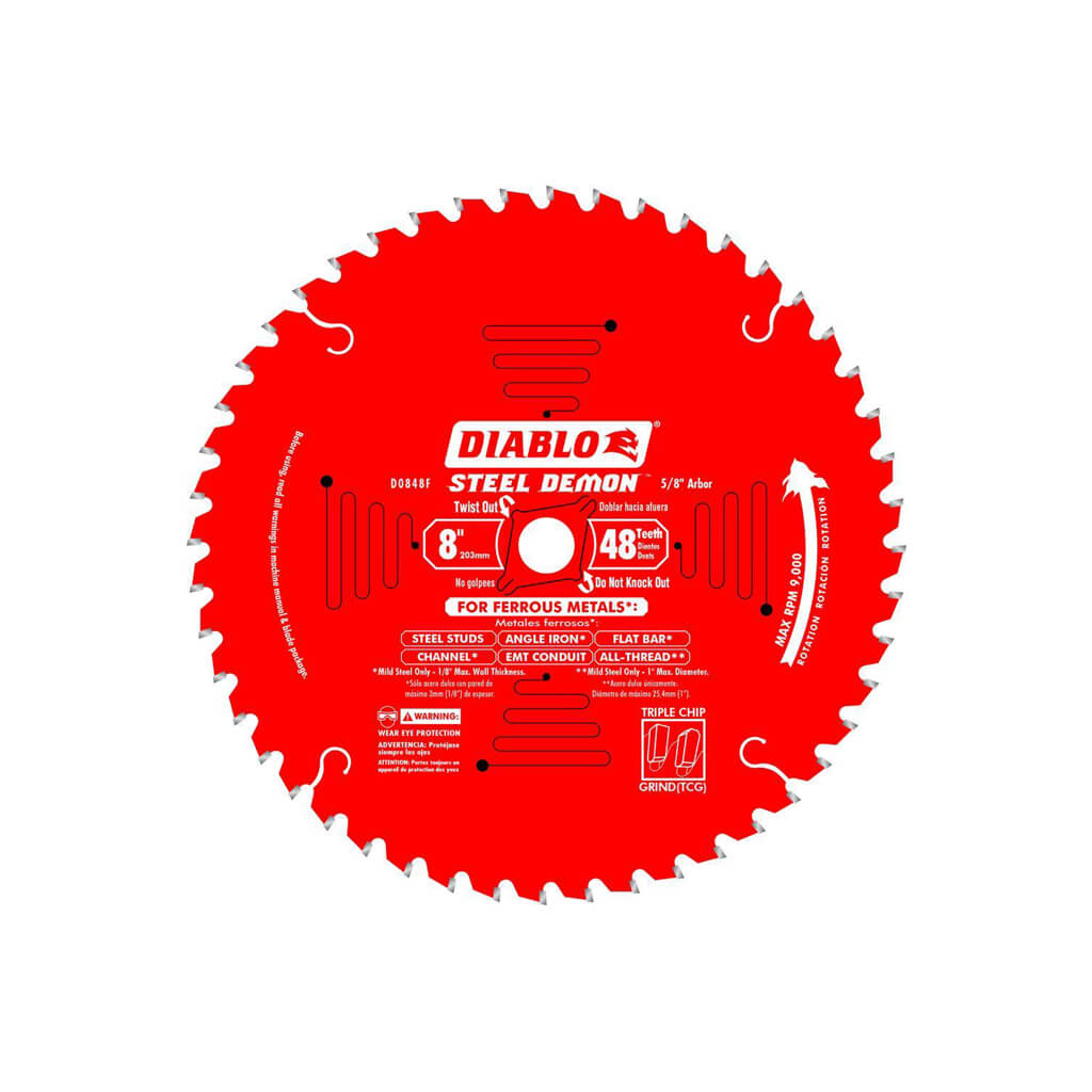 Freud Diablo D0842CF Steel Demon 8 in. 48-Tooth Cermet Carbide Tipped Ferrous Metal and Stainless Steel Cutting Saw Blade