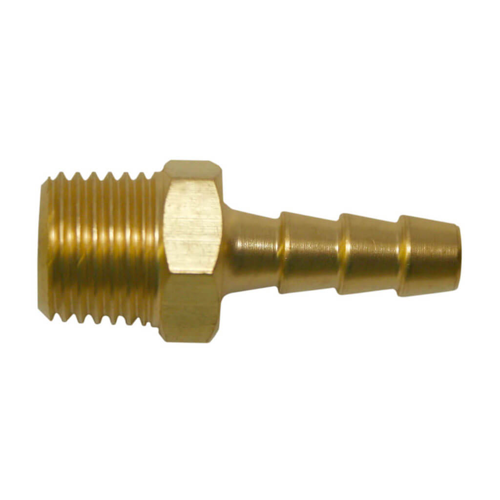 DuraDrive P1825 1/4 in. x 1/4 in. Male Brass Barbed Connector Coupler Air Hose Fitting (5-Pack)