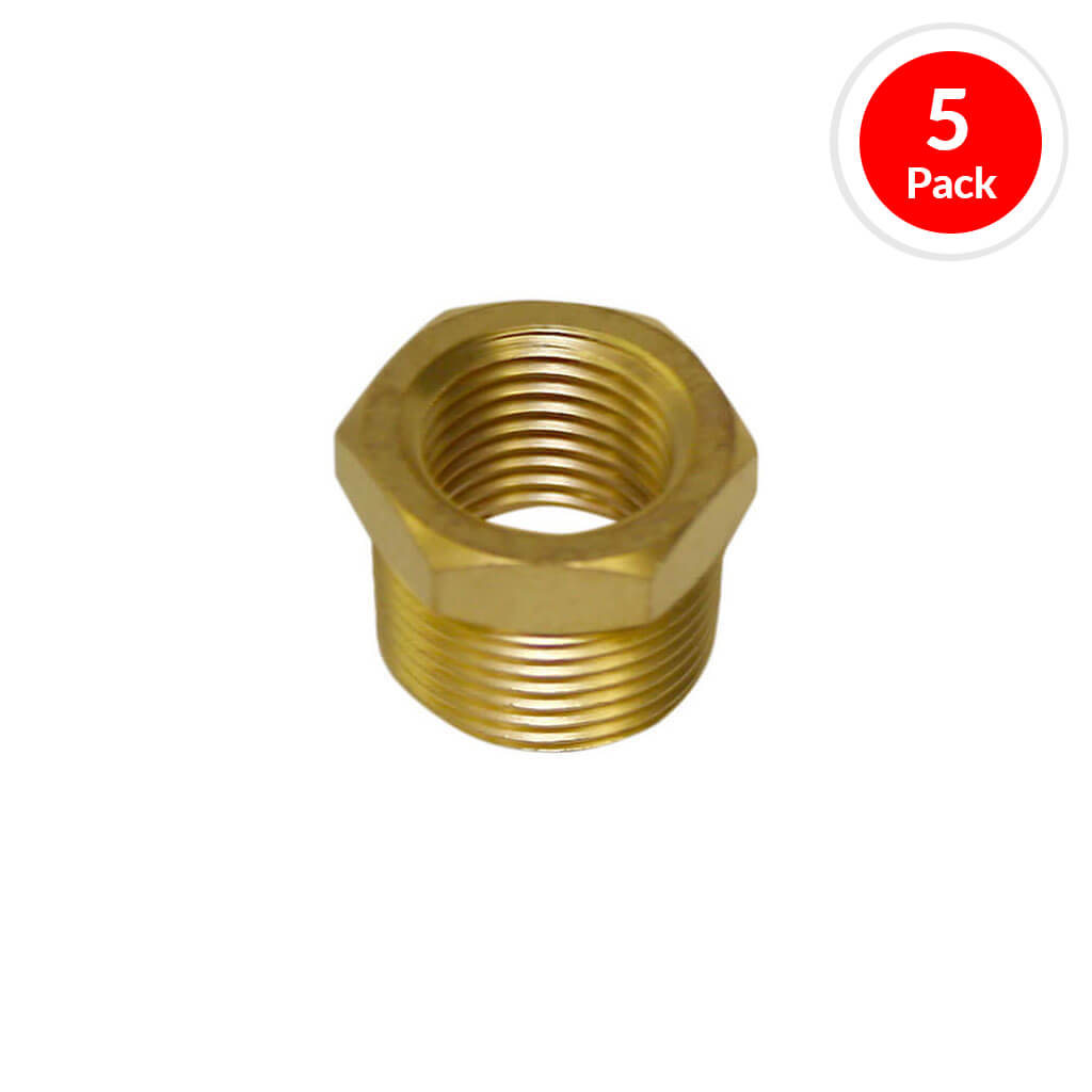 DuraDrive P455 3/8 in. Male x 1/4 in. Female Brass Pipe Bushing Coupler Air Hose Fitting (5-Pack)