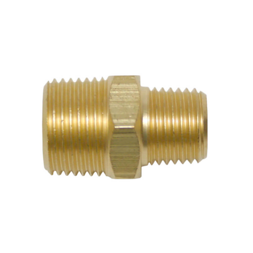 DuraDrive P1325 3/8 in. Male x 1/4 in. Male Brass Hex Head Nipple Air Hose Fitting (5-Pack)