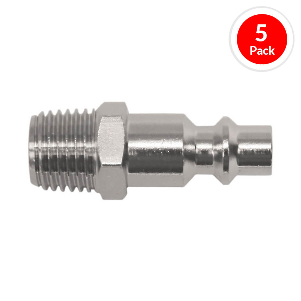 DuraDrive MP20M-5 1/4 in. Brass Male Plug Coupler Air Hose Fitting (5-Pack)