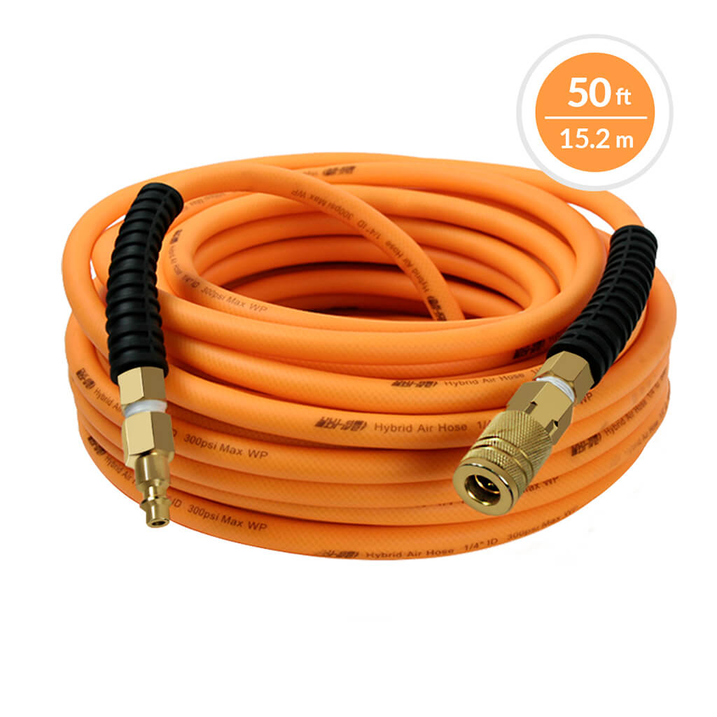 DuraDrive DYPA1450F 1/4 in. x 50 ft. Hybrid Polymer Air Hose with Swivel Fitting