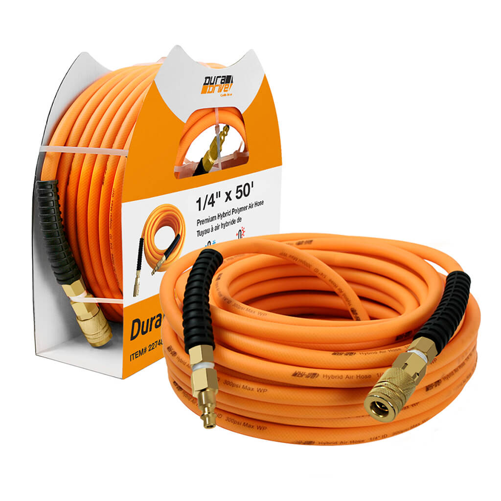 DuraDrive DYPA1450F 1/4 in. x 50 ft. Hybrid Polymer Air Hose with Swivel Fitting