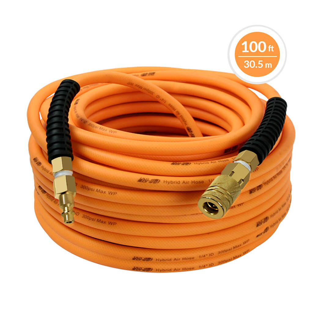 DuraDrive DYPA14100F 1/4 in. x 100 ft. Hybrid Polymer Air Hose with Swivel Fitting