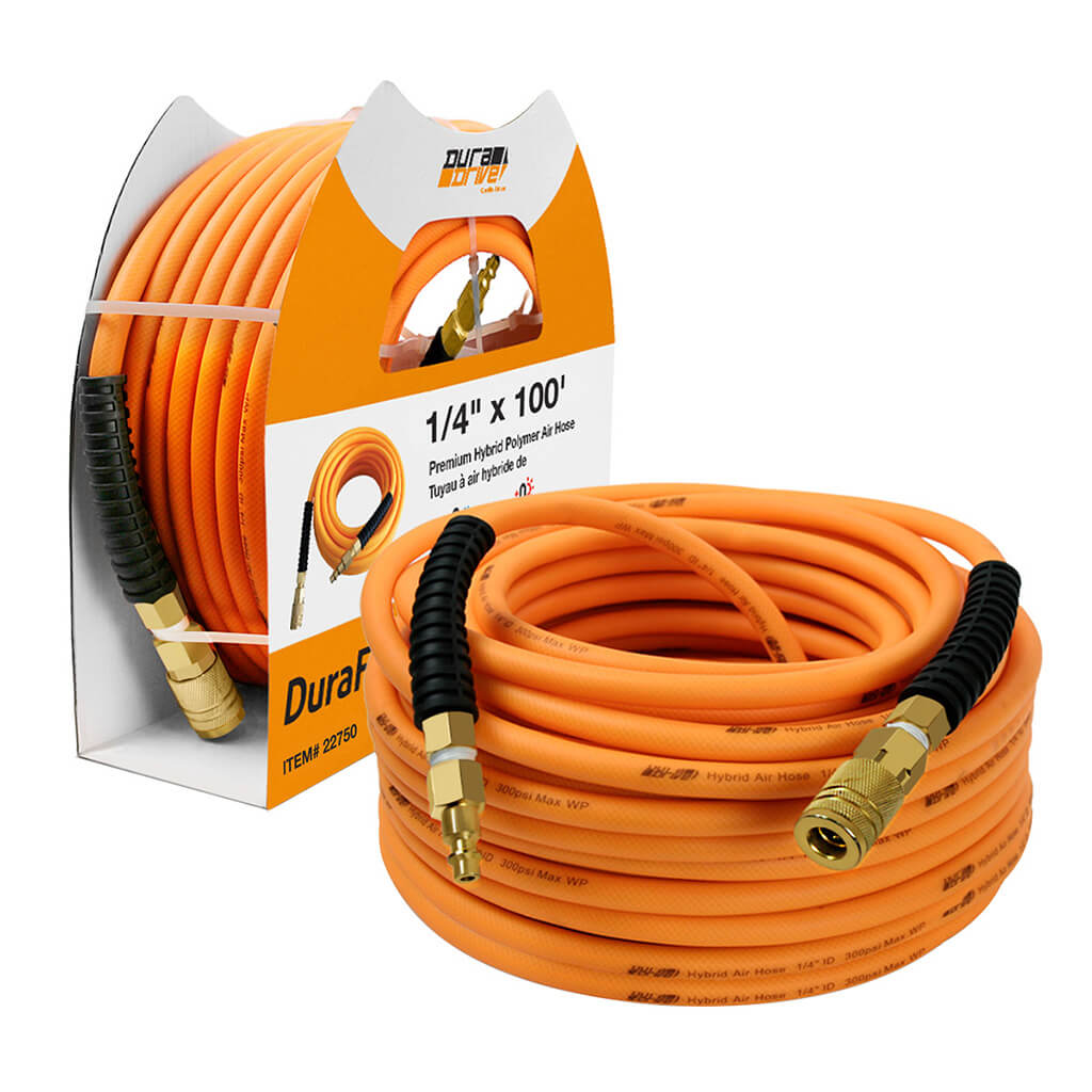 DuraDrive DYPA14100F 1/4 in. x 100 ft. Hybrid Polymer Air Hose with Swivel Fitting