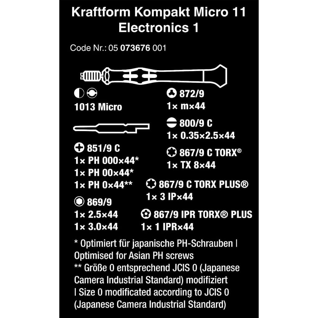 Wera 05135938001 Kraftform Kompakt Micro 11 Universal 1 Tool Set (11-Piece)