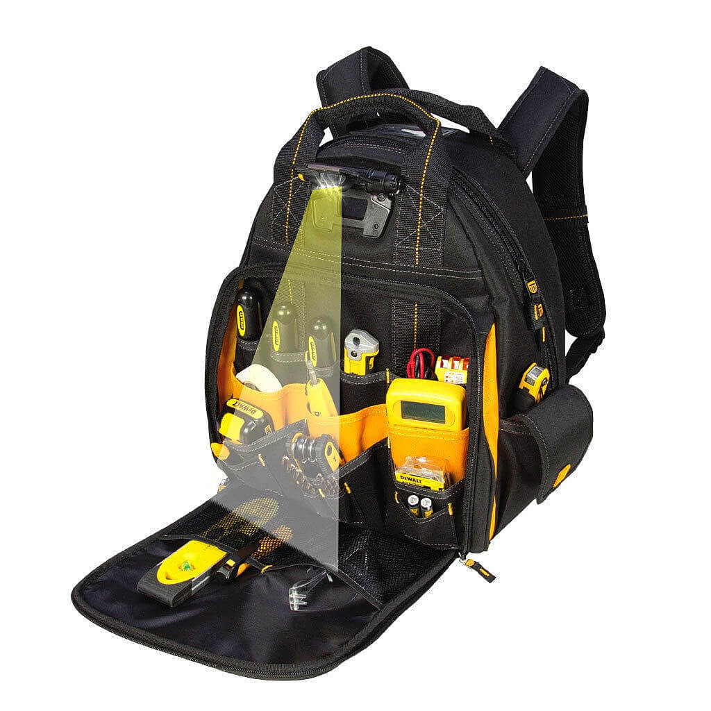 DEWALT DGL523 57-Pocket Lighted Tool Backpack