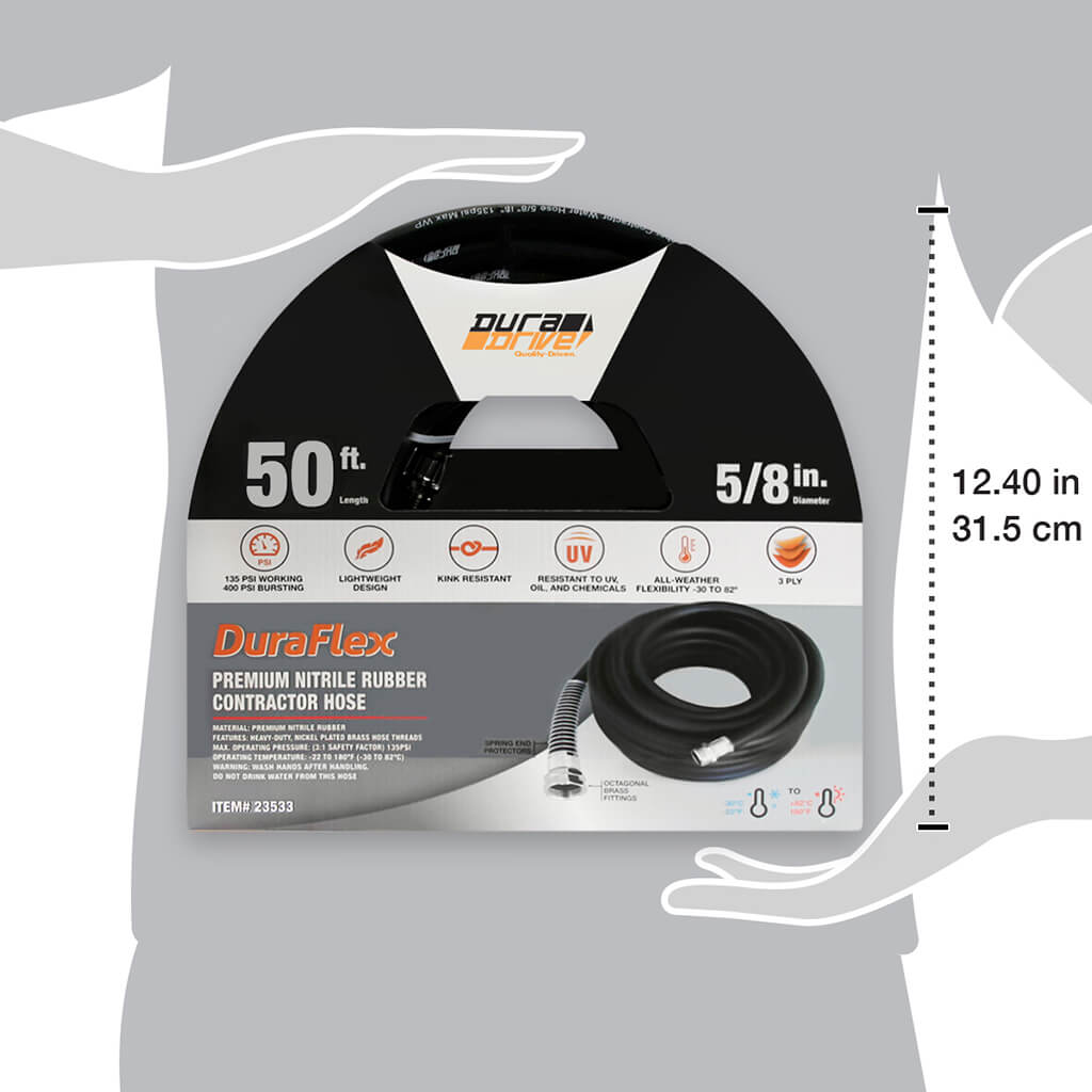 DuraDrive GG5850F 5/8 in. x 50 ft. Black Nitrile Garden Hose