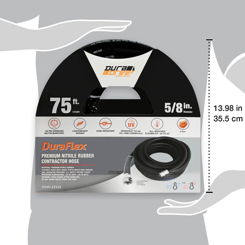 DuraDrive GG5875F 5/8 in. x 75 ft. Black Nitrile Garden Hose