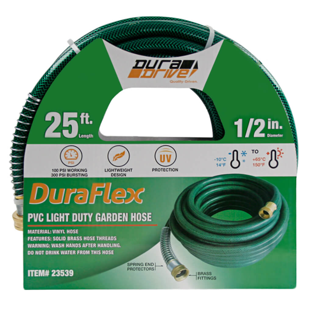 DuraDrive VG1225F 1/2 in. x 25 ft. PVC Light-Duty Garden Hose