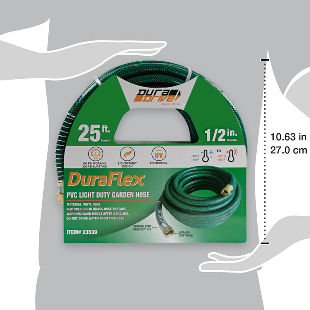 DuraDrive VG1225F 1/2 in. x 25 ft. PVC Light-Duty Garden Hose