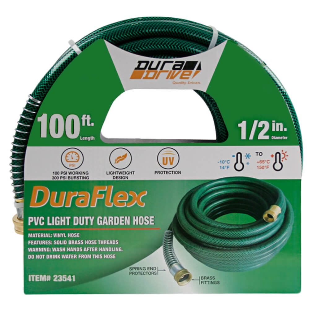 DuraDrive VG12100F 1/2 in. x 100 ft. PVC Light-Duty Garden Hose