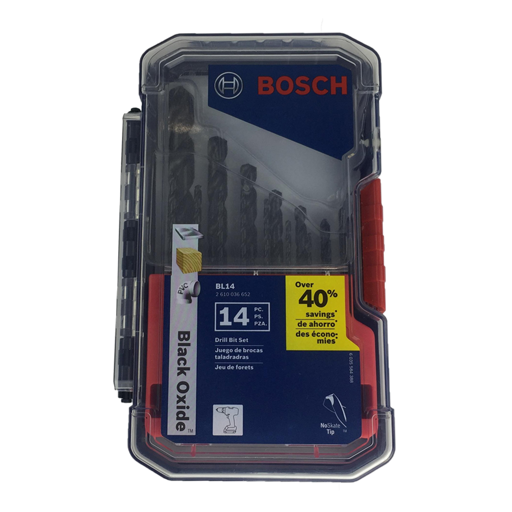 BOSCH BL14 1/16 in. to 1/2 in. Black Oxide General Purpose Wood, PVC and Metal Drill Bit Set (14-Piece)