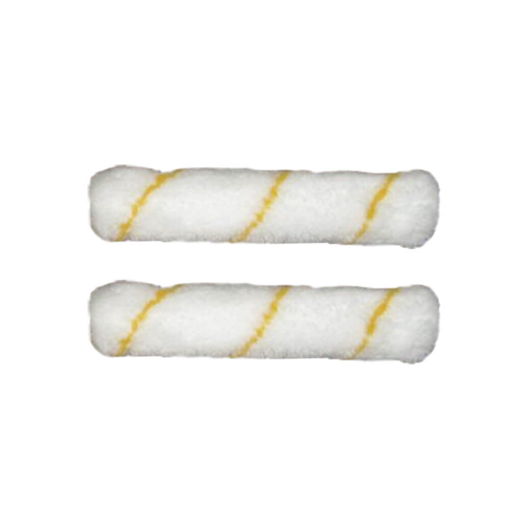 Crown & Meakins EX124306 6 in. Micro All Surfaces White with Yellow Stripes Lint-Free Paint Roller Refill (2-Pack)