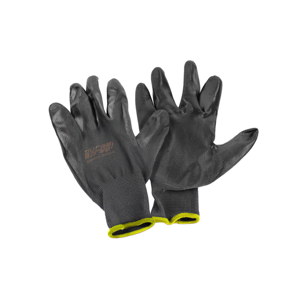 DuraDrive Black Shell Nitrile Palm Coated Work Gloves (12-Pair)