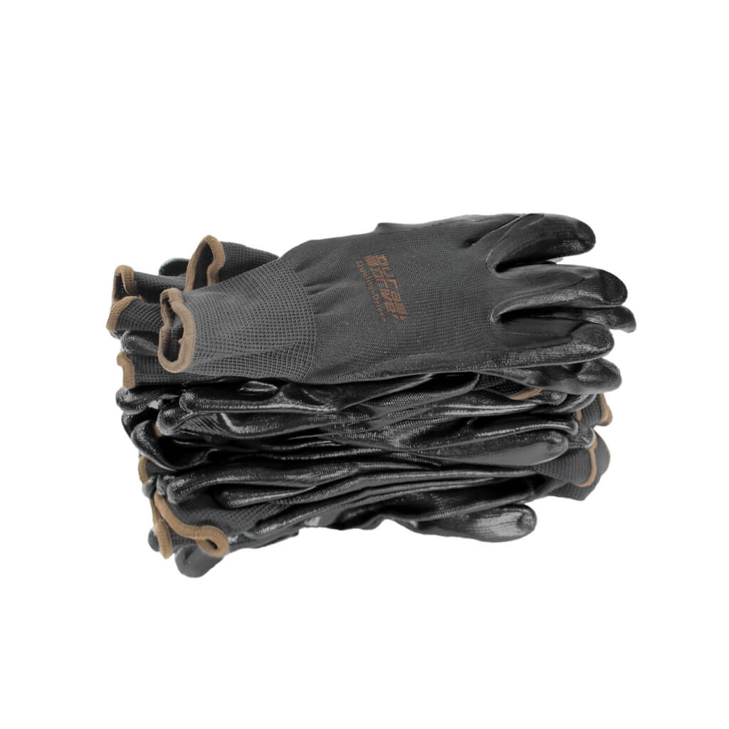 DuraDrive Black Shell Nitrile Palm Coated Work Gloves (12-Pair)