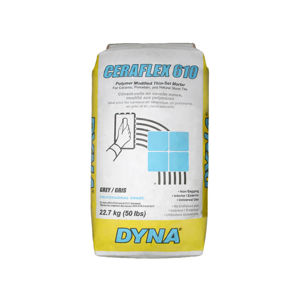 DYNA 610G50 22.7-kg. Grey CERAFLEX 610 Polymer-Modified Thin-Set Mortar for Interior/Exterior Stone and Tile 