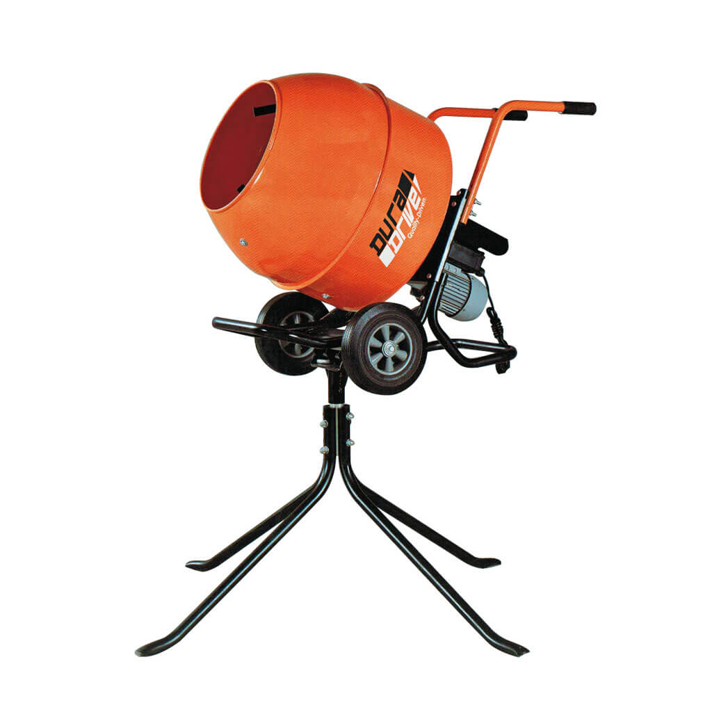 DuraDrive DCM140 140-Litre Portable Electric Concrete Mixer with Stand