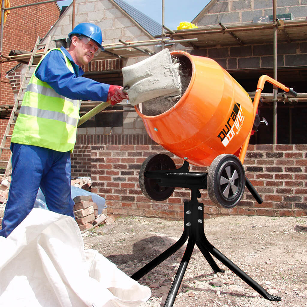 DuraDrive DCM140 140-Litre Portable Electric Concrete Mixer with Stand